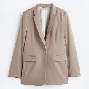 Oversized taupe single-breasted blazer